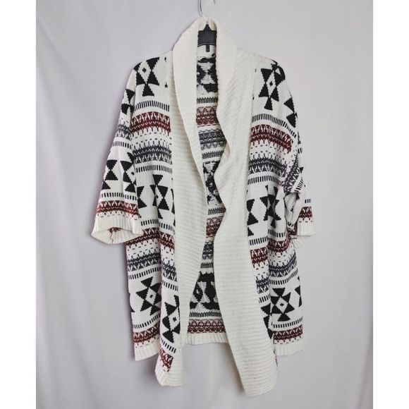 Divided Aztec Open Front Wool Blend Cardigan Sz M - Picture 2 of 7